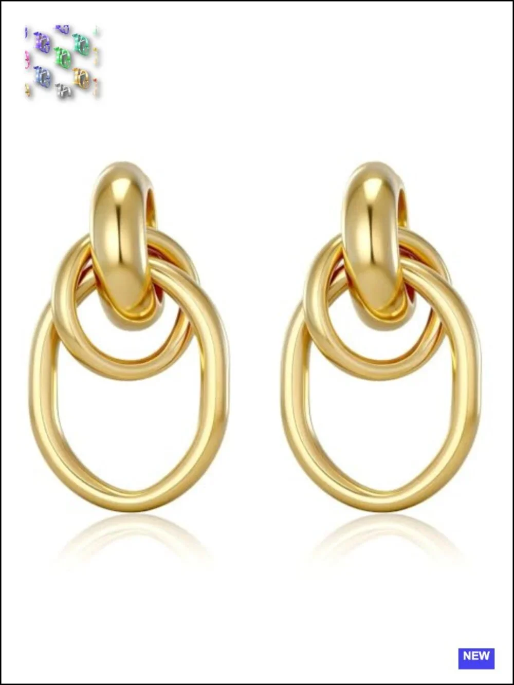 Chunky Gold Drop Dangle Earrings Geometric Link Hoop Hypoallergenic Lightweight